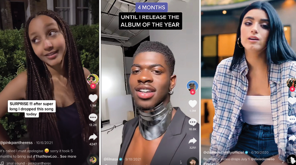 ONLINE STARDOM. Many chart-toppers blow up on TikTok before official release, showing the power of media presence. For example, Lil Nas X’s “Old Town Road” entered Billboard charts in 2019 after going viral, and PinkPantheress’ “Pain” similarly brought fame to the artist in 2021. Although TikTok songs like Dixie D’Amelio’s “Be Happy,” released in 2020, often receive criticism, negative attention can still contribute to a song becoming popular or receiving recognition.