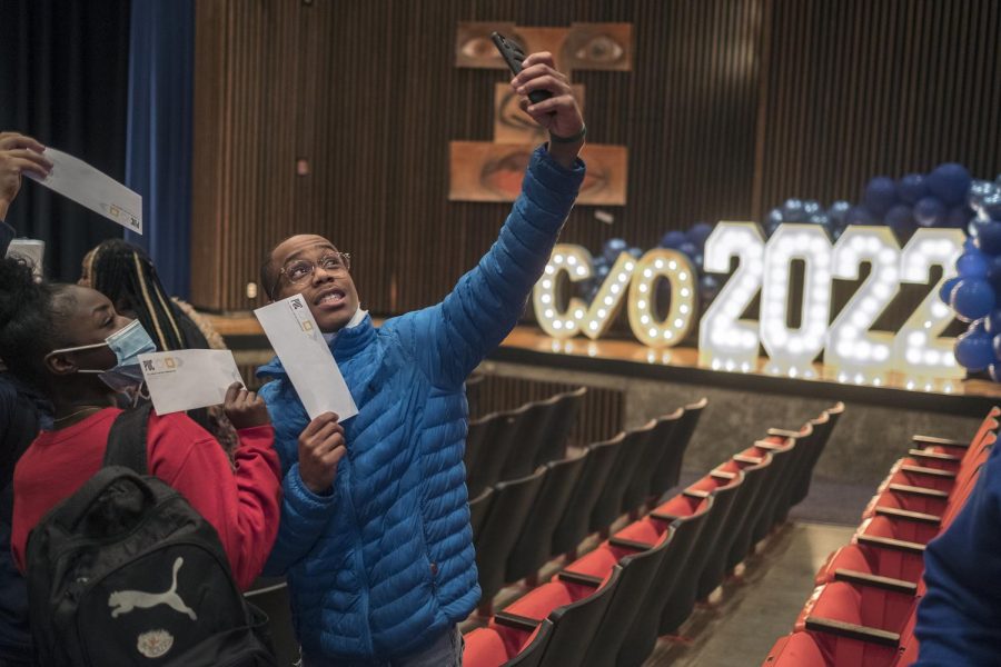 Senior students at North High School celebrate their scholarship. 