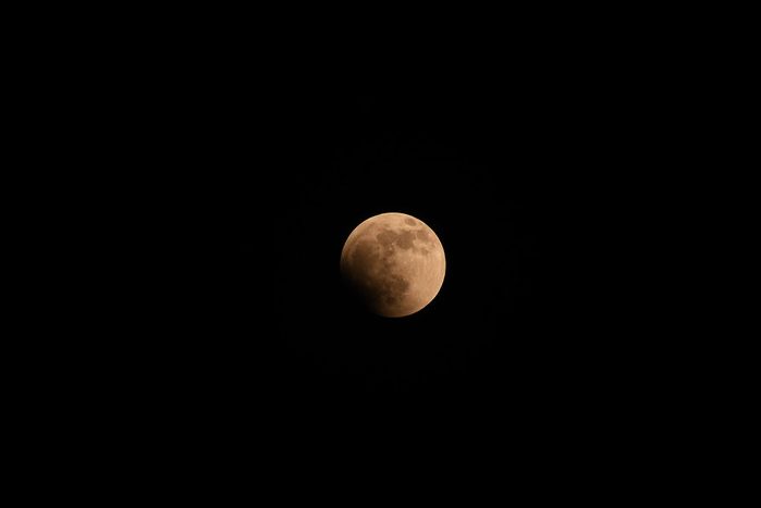 Often nicknamed "the Blood Moon," a full lunar eclipse because of the tint that results from sunlight shining projected onto the moon.