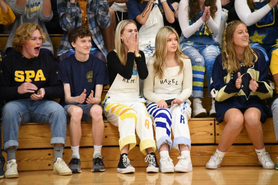 WOW-WORTHY. The senior class watches in excitement to see the teachers make their debut in the 2022 Dodgeball Tournament.