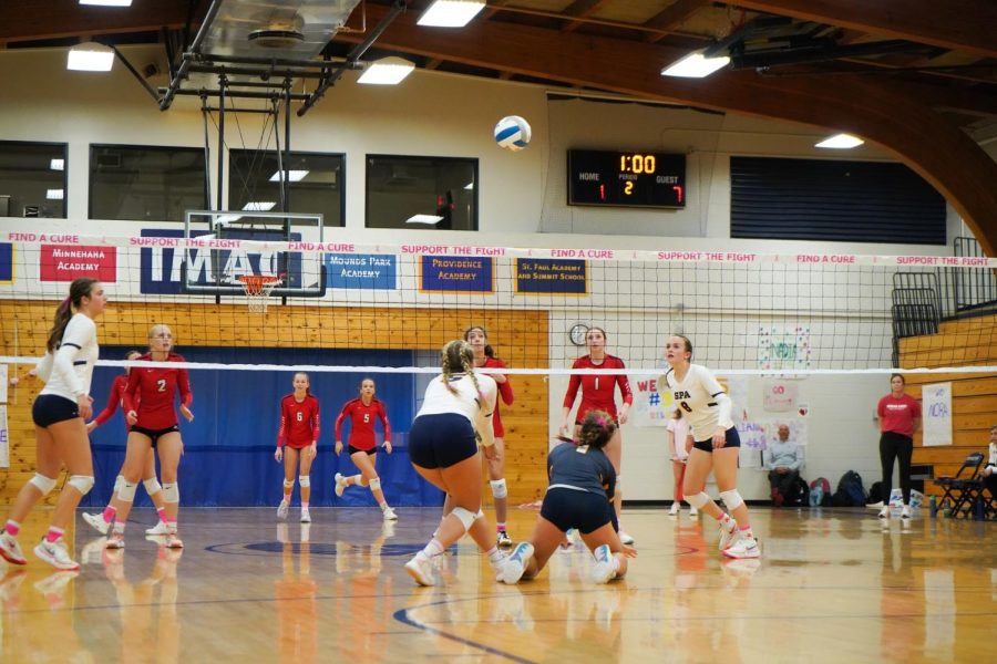 Johnna Melk-Johnson returns to ball to the Redhawks during the Dig Pink game Oct. 6.