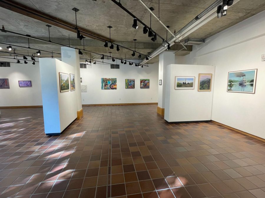 ALUMNI ARTISTRY. This year’s annual alumni exhibit displays works from Patton Blackwell (‘67), Mystie Brackett (‘72), Rhys Conlon (‘97) and Dutton Foster (‘57). The exhibit will be open until Oct. 28.