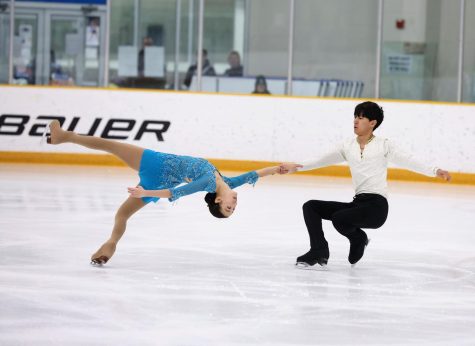 FAMILY FIGURES. Junior Annie Bai and senior Andrew Bai perform in the US Pairs final in Michigan.