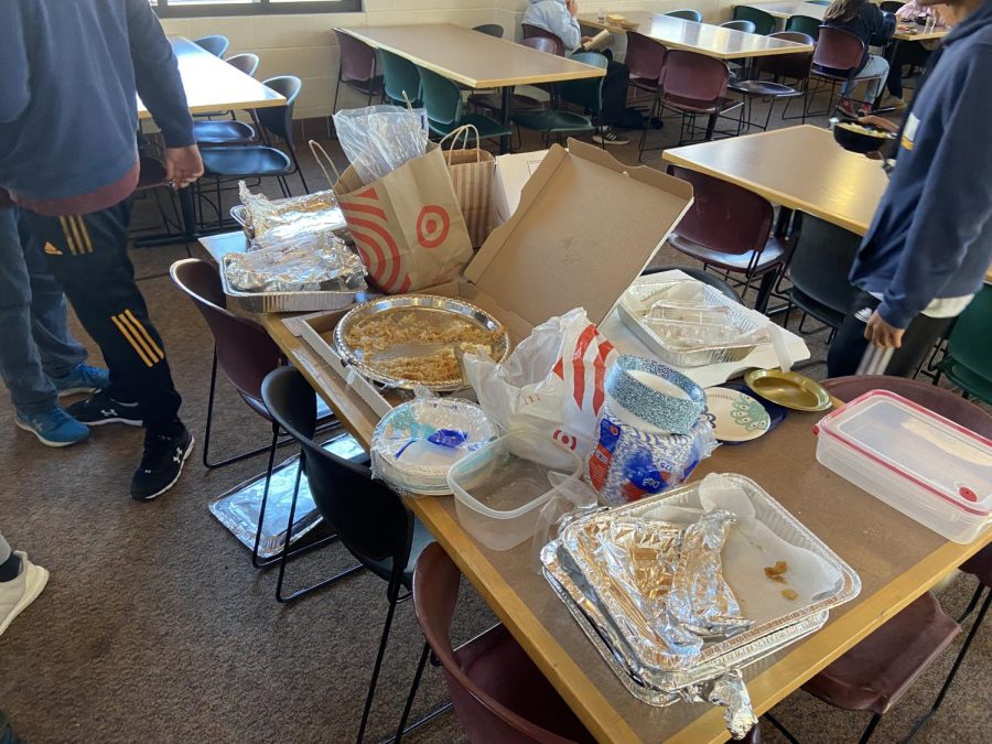EMPTY DISHES. Many of the foods quickly sold out, as the sale was very popular among students.