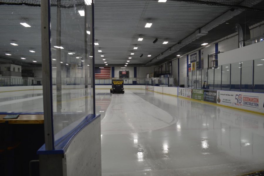 FINISHING UP: Chad Jameson exits the rink after grooming the ice 