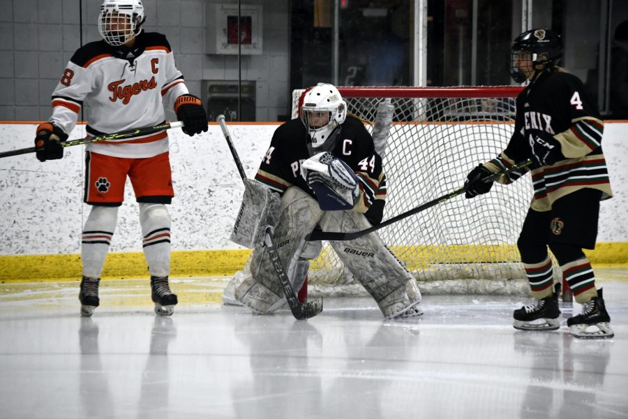 ICE TIME. Greta Magnuson in goal boasts six wins, and a 0.894 save percentage this season.