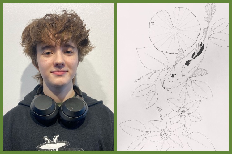 AMAZING ARTISTRY. Junior Reilly Ringness applies his love for art to a unique format: tattoo design. Among the designs he has completed for friends and family, one of his favorite designs is the coy fish.