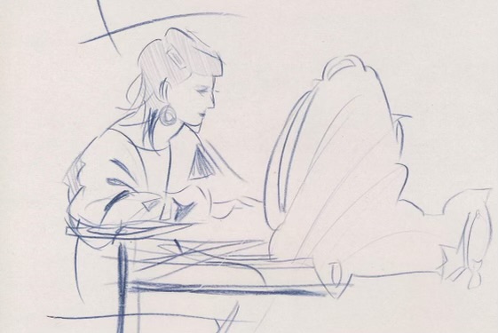 LINE ART. Oliver Zhu's sketch of Quenby Wilson shows off his art style.
