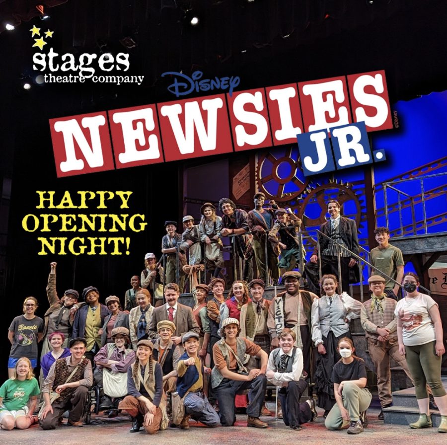 POWERFUL CAST. The Newsies cast of 27 ranges from ages of 10 to 18, all of which are spectacular actors.