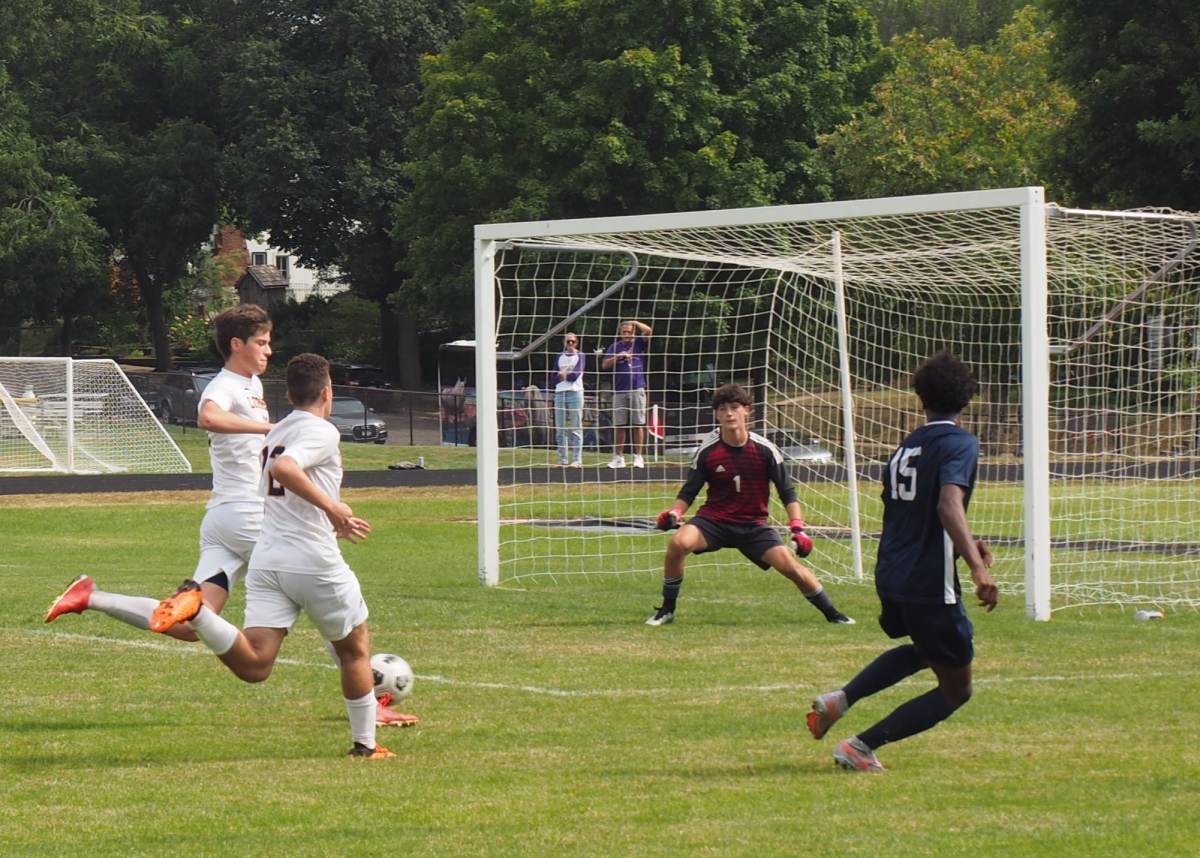 MISSION FAILED. Striker Mas Kouakou attempts to score a goal, but the opposing defense intercepts the ball. “We had three games this week. And we're just all drained,” Mas said. 
