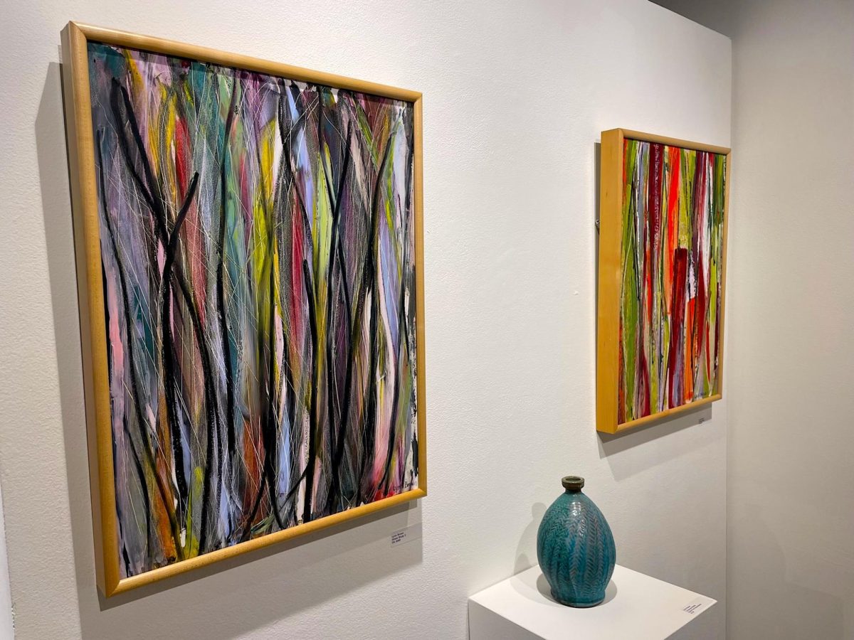 More paintings from Lynn Schilling Brown (‘73) as well as a pottery piece by Chris Bond (‘89).