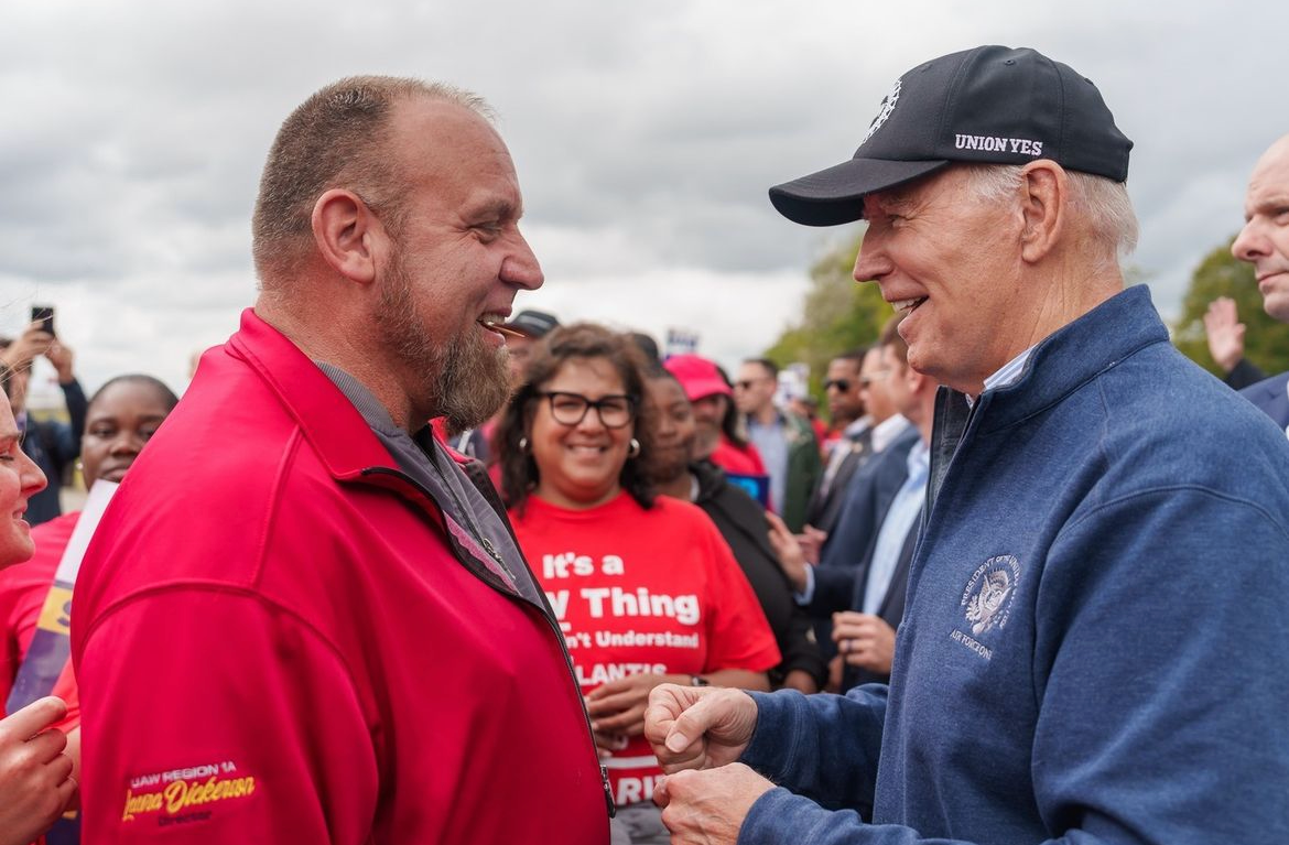 BUILDING THE FUTURE. President Joe Biden’s official accounts include a Sept. 26 post from the picket line in Detroit: “I want hardworking men and women like the ones I stood shoulder-to-shoulder with today building the economy of the future." (Image from @POTUS on Instagram) 