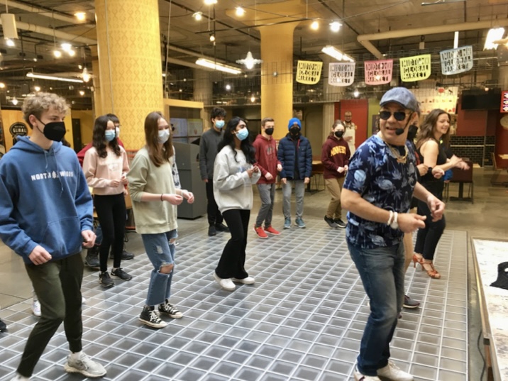 THROWBACK. The class of 2026 does some dancing in their 8th grade Spanish class. They went to Midtown Global Market for a day filled with learning about Latin American culture. Spanish classes made a return trip last year: It was a really engaging field trip and you saw a lot of culture. In classes, there’s only so much you can do without a true Spanish-speaking environment, sophomore Ryan Shiroma said. (Photo submitted by Mackenzie Bevins)