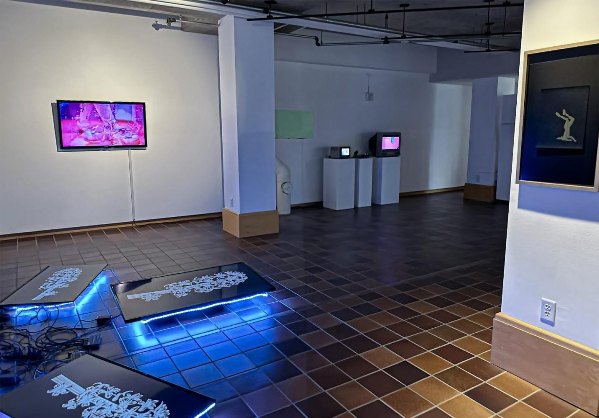 BEST OF BOTH WORLDS. The La.dy.Like art exhibit in the Drake Gallery combines digital and physical art to create an immersive experience for the viewer.