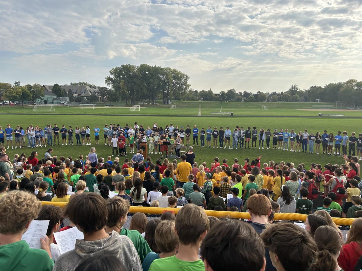 SEE THE RAINBOW. Layers of blue, red, yellow and green began to form as the K-12 assembly started 9:30 Tuesday.