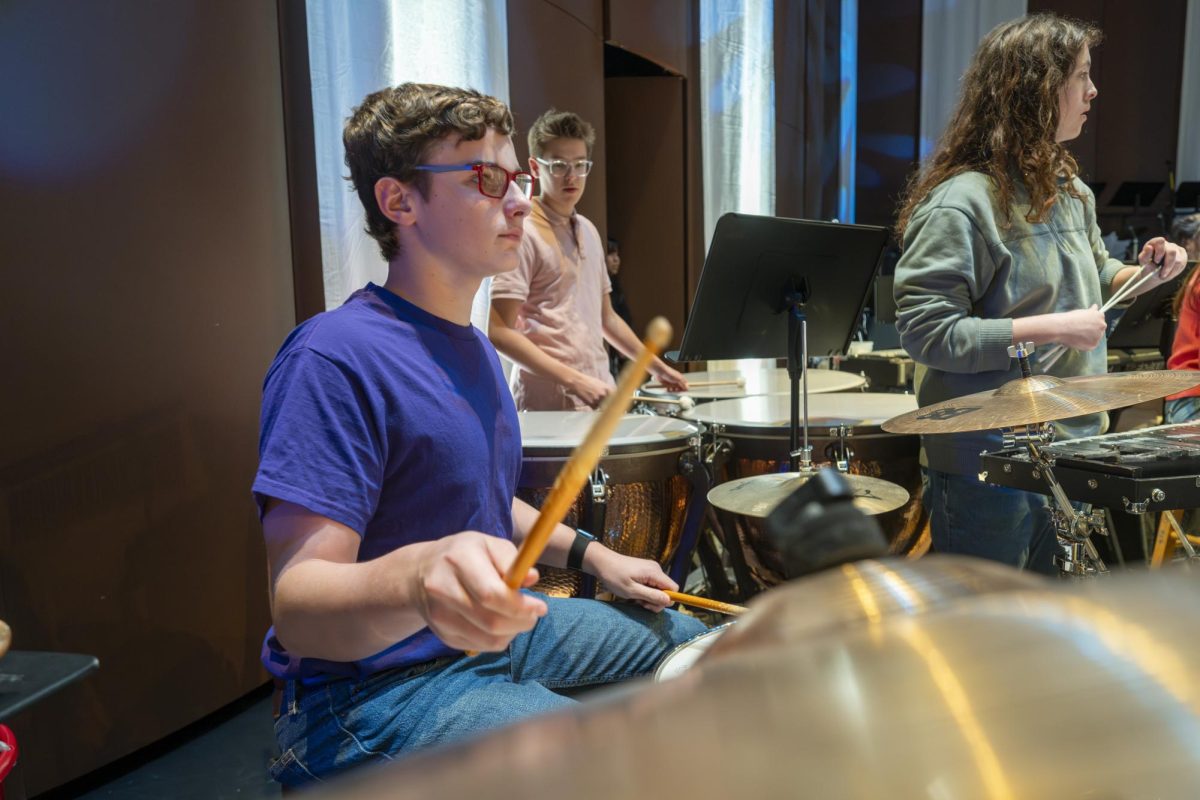 DRUMMER’S BEAT. Sophomore James Welsh on the drums for “Winter Wonderland” by Felix Bernard and Dick Smith, performed by Honors Sinfonia.