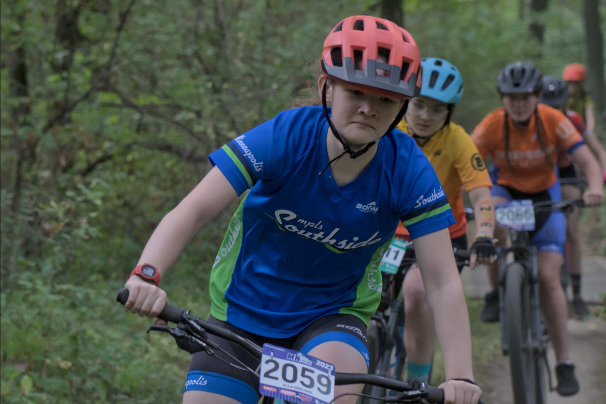 RACING DOWN THE MOUNTAIN. Ella England makes her way through the race. She persevered and passed the competitors to beat them to the bottom. Reflecting on her biking experience, England said, you can make friends and learn fun tricks.

Submitted by Ella England