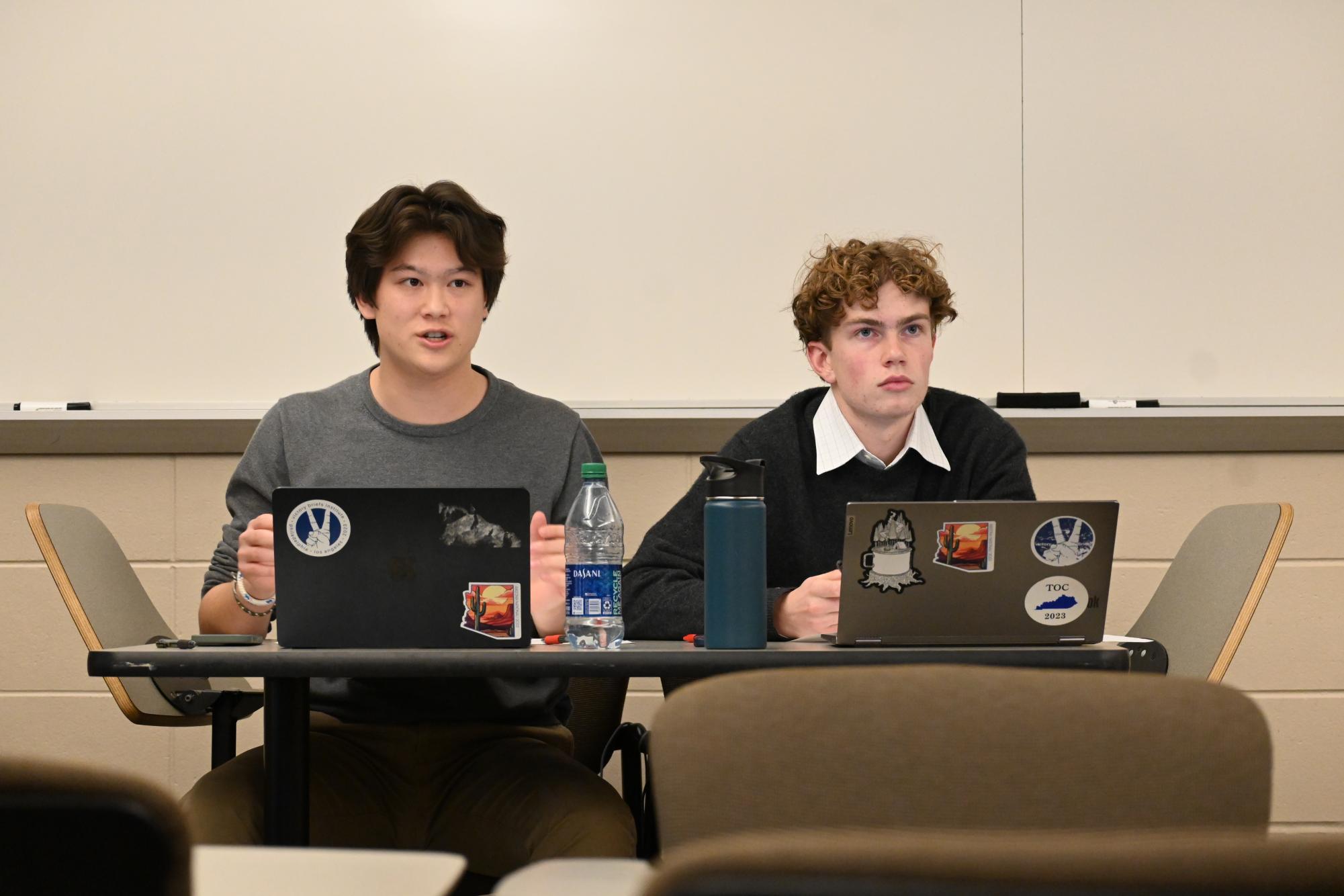 COUNTER ARGUMENTS. Senior Henry Choi begins his rebuttal after Schumacher went through cross-examination against the Blake team. Choi uses the answers from the previous cross-examination and responds to numerous arguments that the opposing team had brought up in their constructive speech.