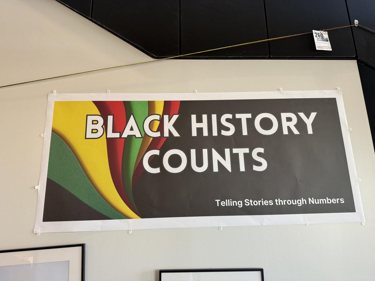 BLACK HISTORY ART PROJECT. The Black History Counts is a communal art project in the Schilling Math and Science Center, where students are able to add stories through numbers.