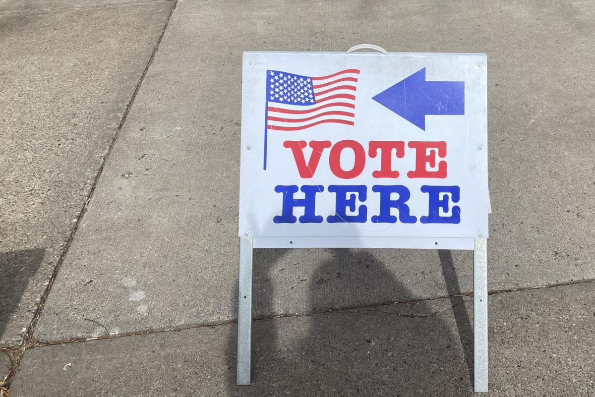 VOTES. A voting sign stands outside of a polling place in Minneapolis. Over 95% of Minnesotans voted in the presidential primary.