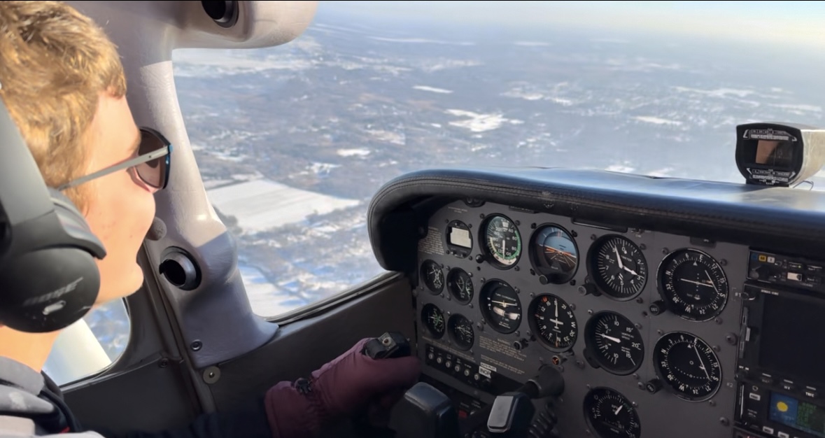 IN THE AIR. For sophomore James Welsh, flying is centered on family. What sparked my interest is my dad used to fly all the time for work. And my brother was really into tracking his flight to knowing all about the aircraft and stuff like that. And he just kind of rubbed off on me, I guess. (Submitted Photo James Welsh)