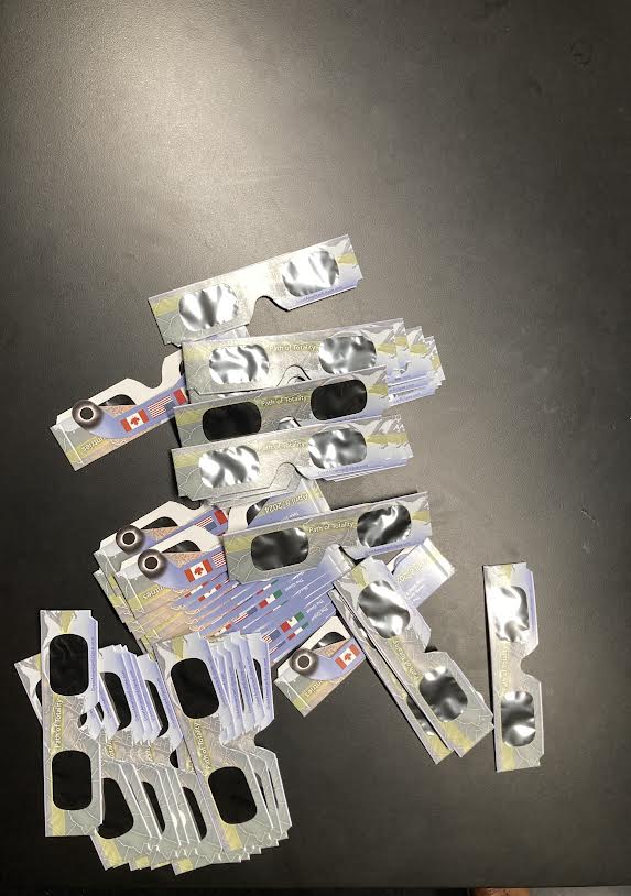WHERE'S THE SUN? Solar glasses lie unused in the science rooms