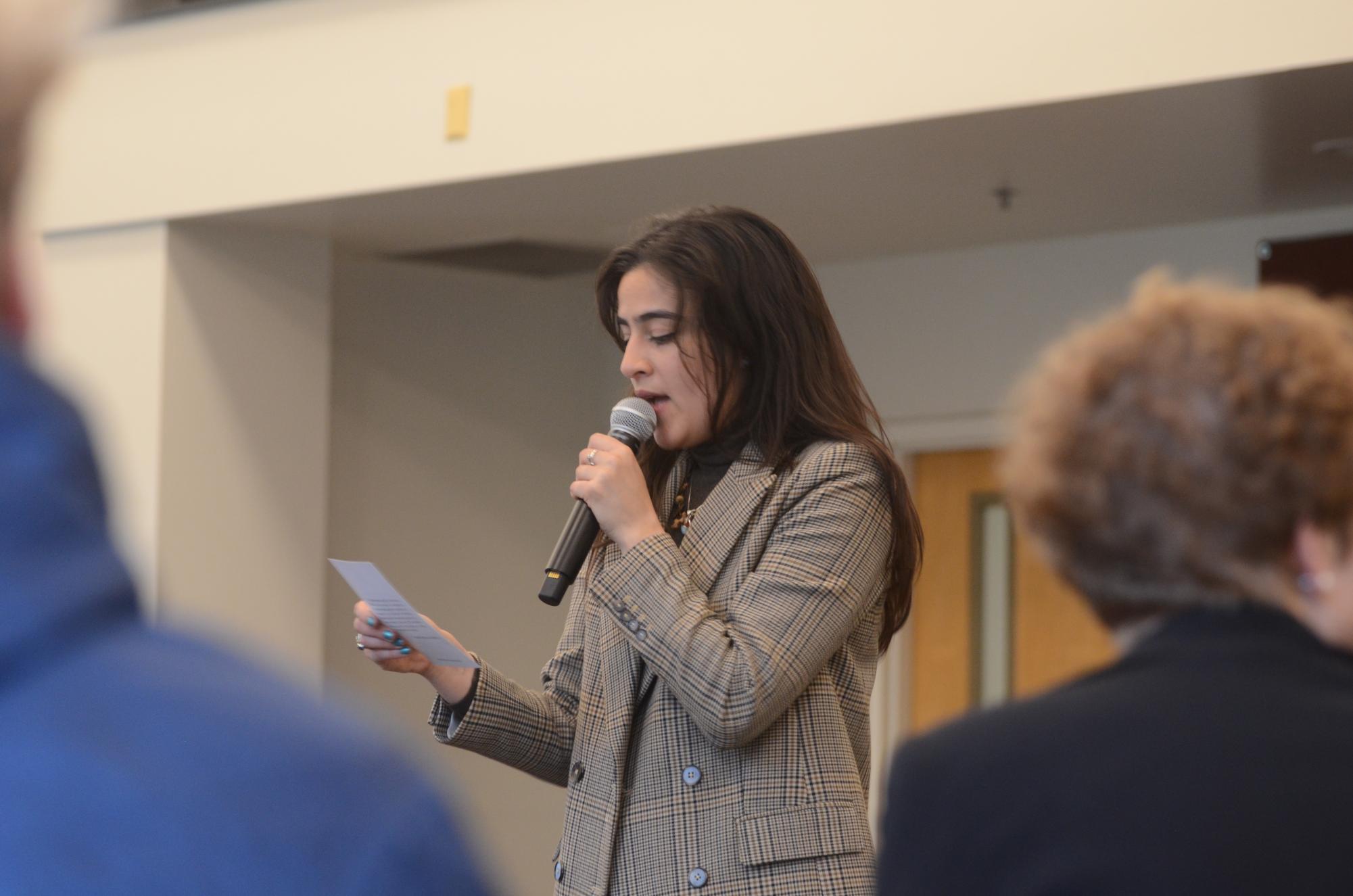 ATTENTIVE SPEAKING. Mayorga details the basis of attention economy. “I see it as an economic system that relies on extracting our attention to turn it into a commodity so that way, advertisers can make money off of selling us things,” she said.