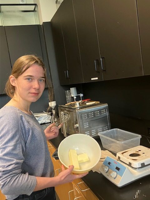 TASTE TEST. Junior Talia Cairns is working on a food-related topic with her classmates, junior Deling Chen and senior Annika Lillegard. (Submitted Photo: Karissa Baker)