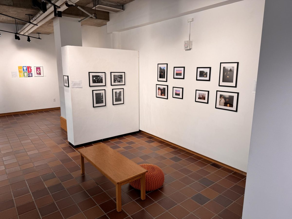 FILM PHOTOS. Framed photos from photography students are on display.