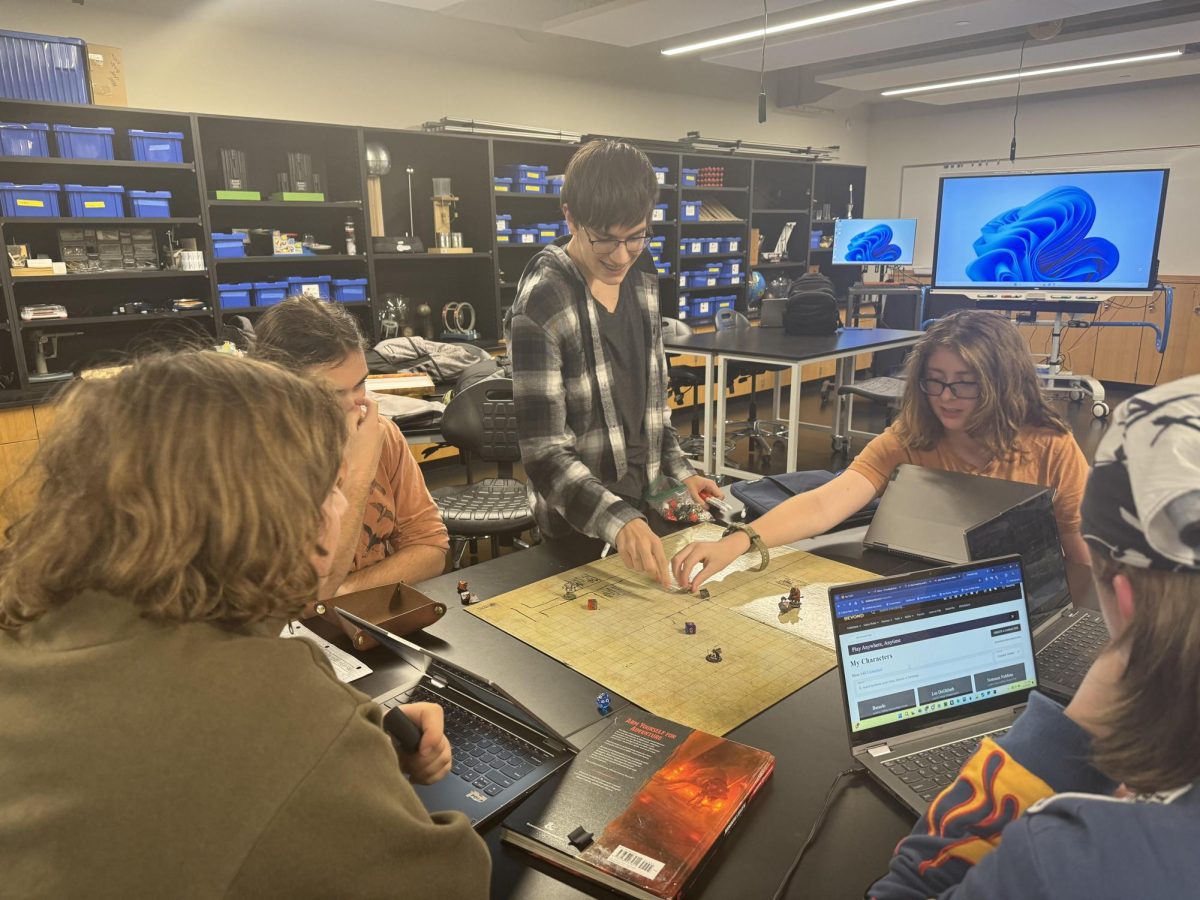 Deep in focus, the members of the club, playing Dungeons and Dragons during X period.