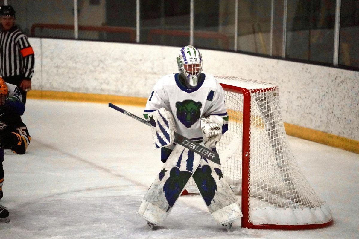 LOCKED IN. Junior Janie McGawn, from Blake, stands in her ready position to face the puck.