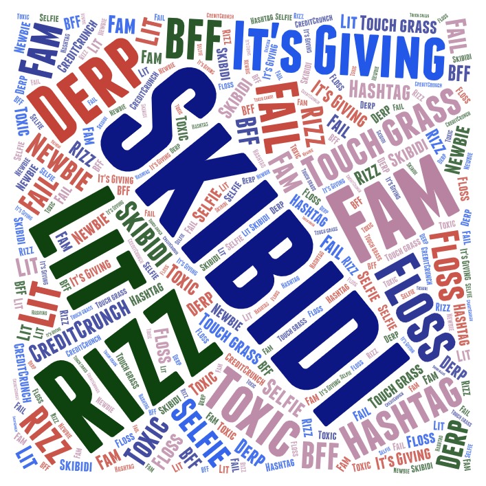 WORDS OF BRAINROT. Slang that has gained a movement behind it, often done with the purpose of simplifying a sentence. 