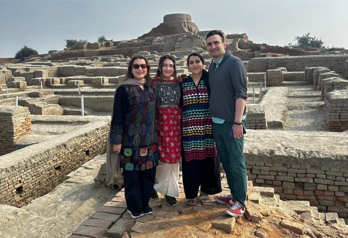 FLIGHTS WITH FAMILY. Sophomore Yasmin Khan poses with her mother, sister and brother at Mohenjo Daro in Sindh, Pakistan during the family's visit over winter break. (Photo submitted by Yasmin Khan).