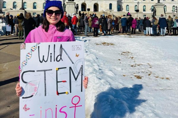 DON'T SILENCE SCIENCE. Sophomore Iris Luther-Suhr participated in the Stand Up for Science event at the Minnesota State Capitol Mar. 7. (Photo submitted by Iris Luther-Suhr).
