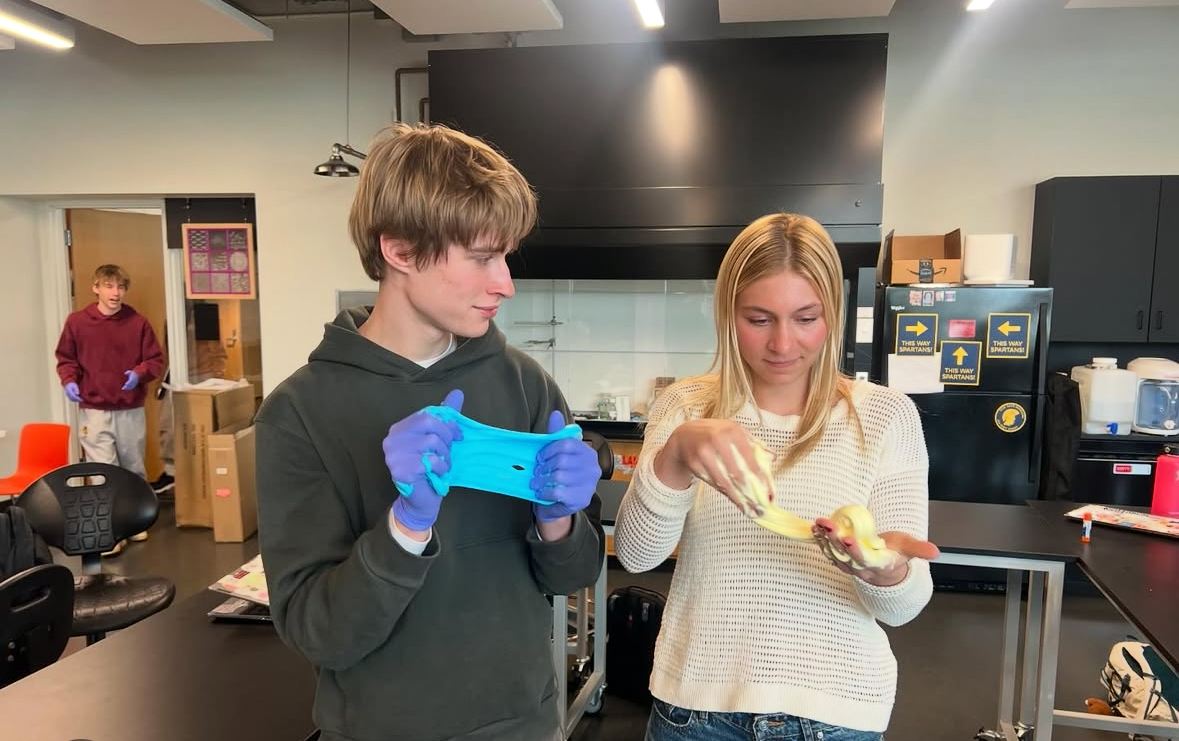 MINI PROJECTS: Evan Morris and Inga Wing experimenting with slime.