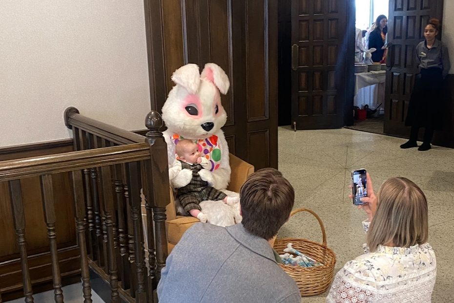 BUNNY PICS. The spirit of Easter in full display as a child poses with the Easter bunny.