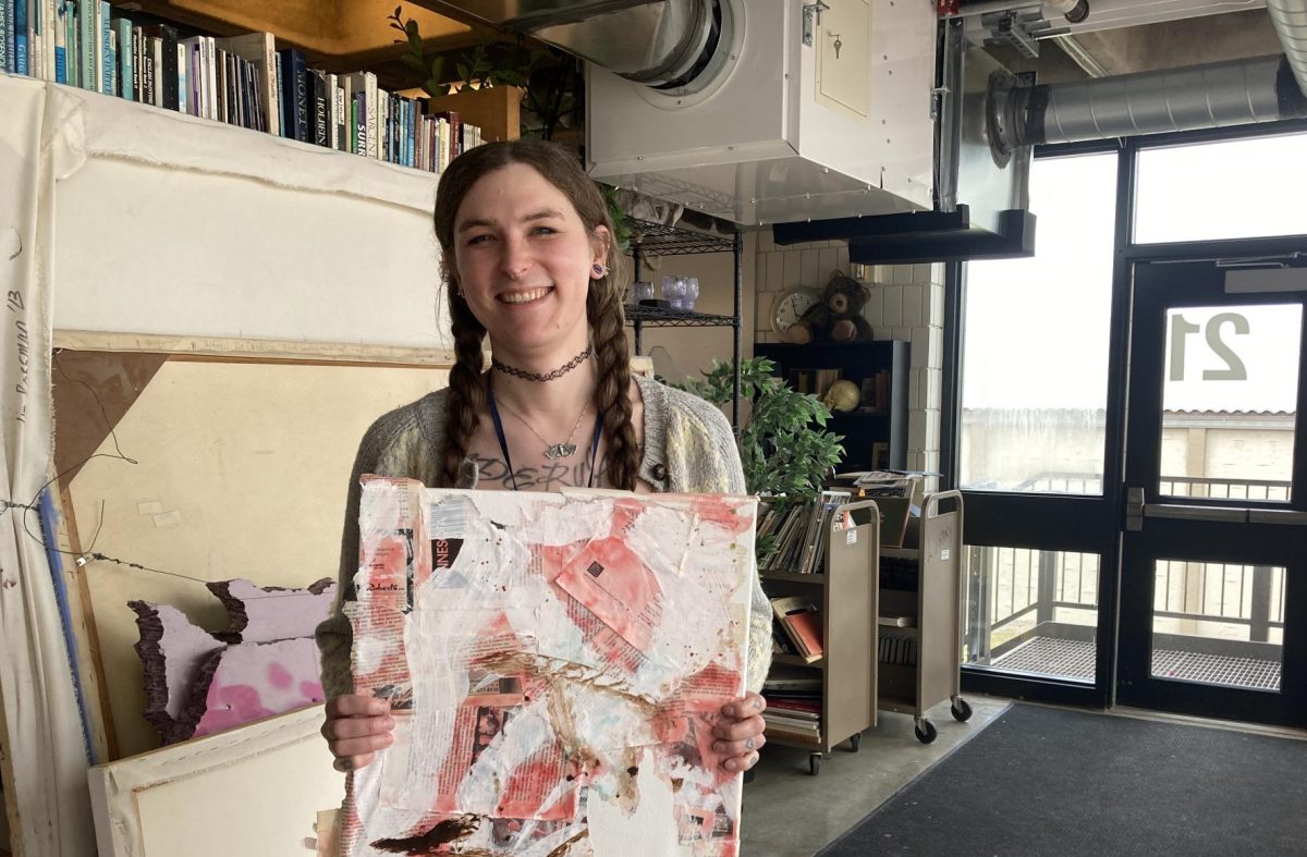 PAINT AWAY. Art teacher Spencer Legendre-Gillespie would show off her collage and painting skills at the talent show. 