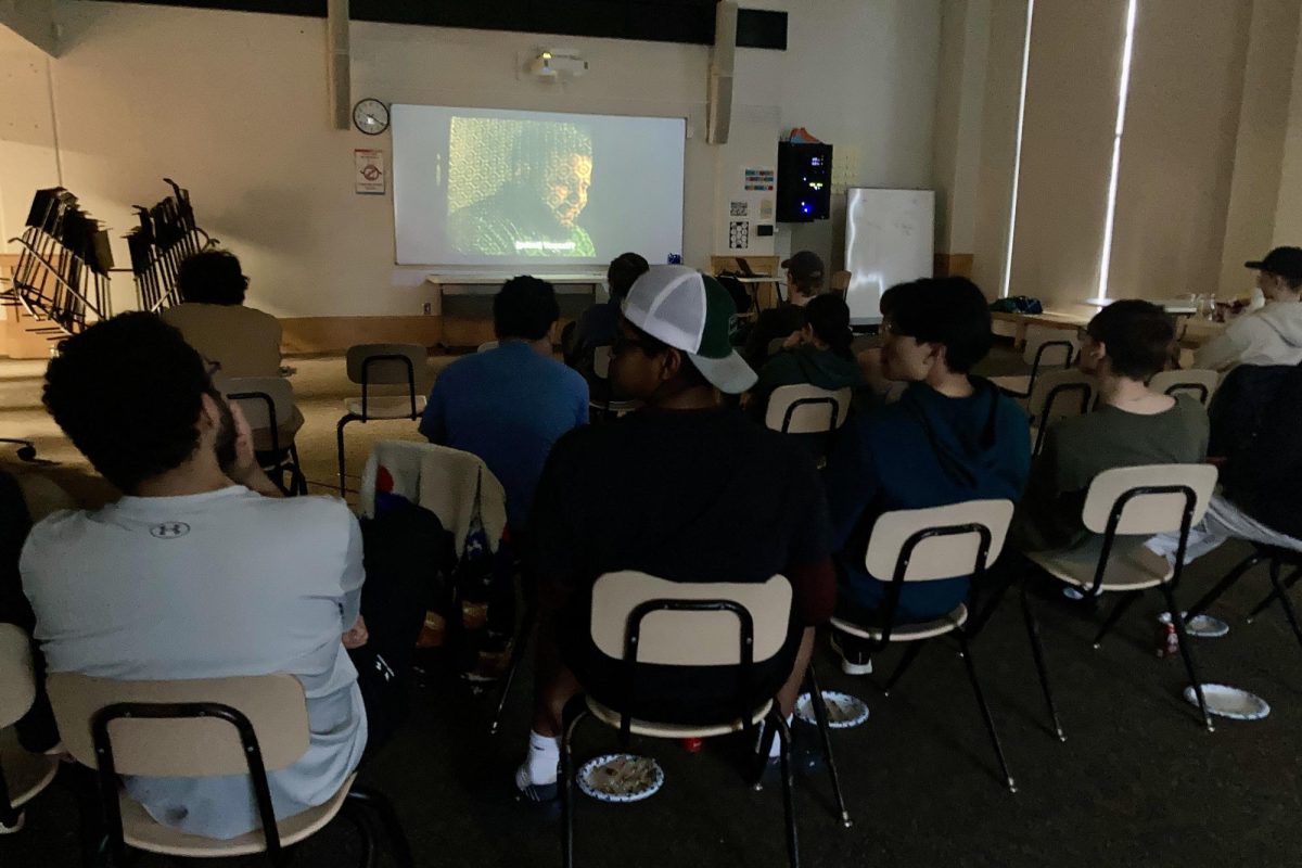 FULL HOUSE. Students watch "Mo" in Film Club.