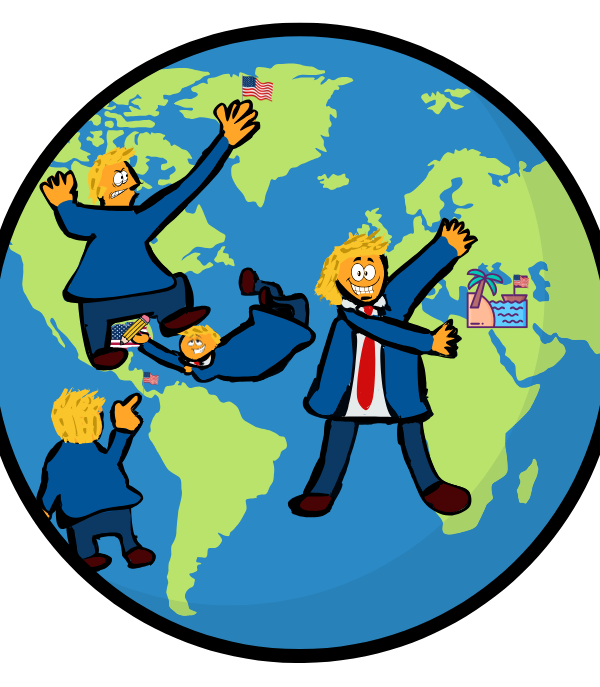 TRUMP IMPERIAL. The Gulf of Mexico, the Panama Canal and Greenland have all been targeted by Trump for taking over, reminiscent of the United State's colonial history. (Image by Yasmin Khan via Canva.)