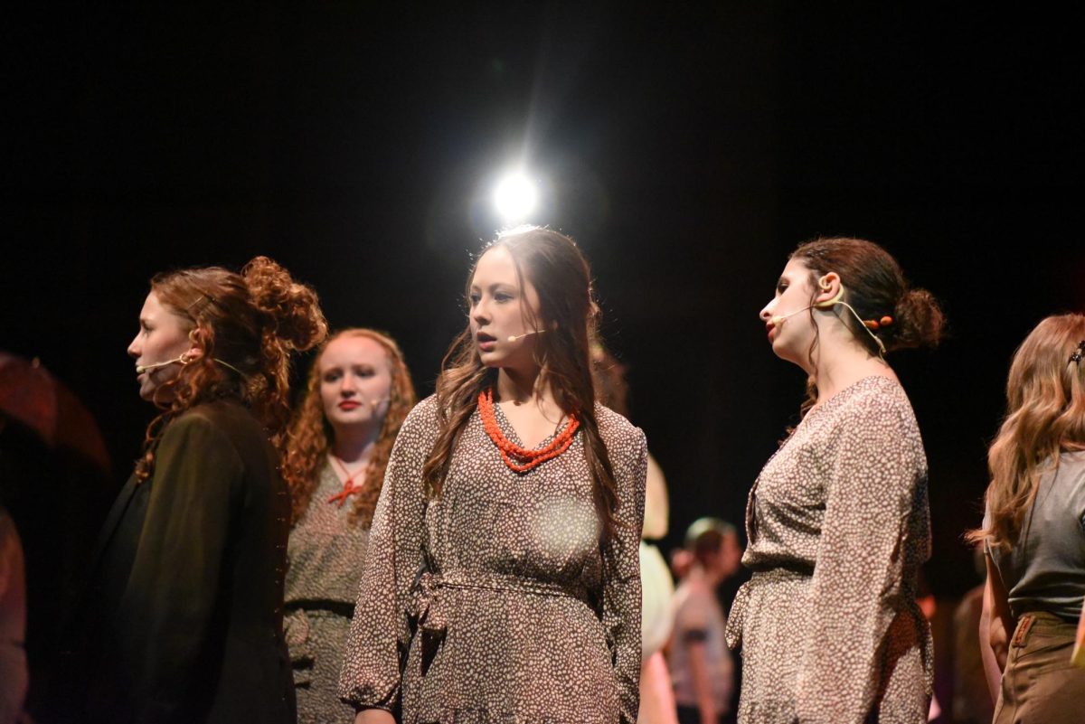 TRIPLE TROUBLE. The Fates (left to right: Eva Burns, Kate Tuttle, and Frances Matthews) represent the inevitability of fait, doubt, and inner conflict. They are often seen influencing the choices of the main characters and appear during times of high-stakes. 