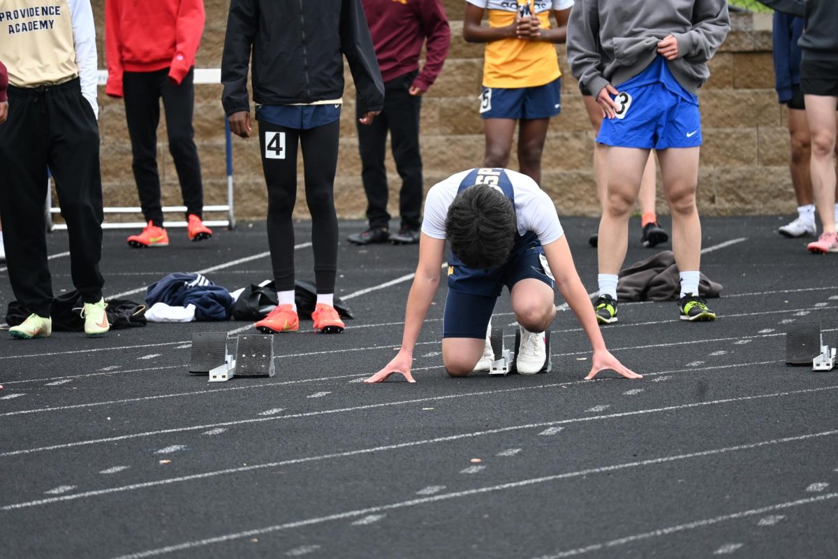 TENSE. Bietz awaits the sound of the gun at the start of his 100 meter race.