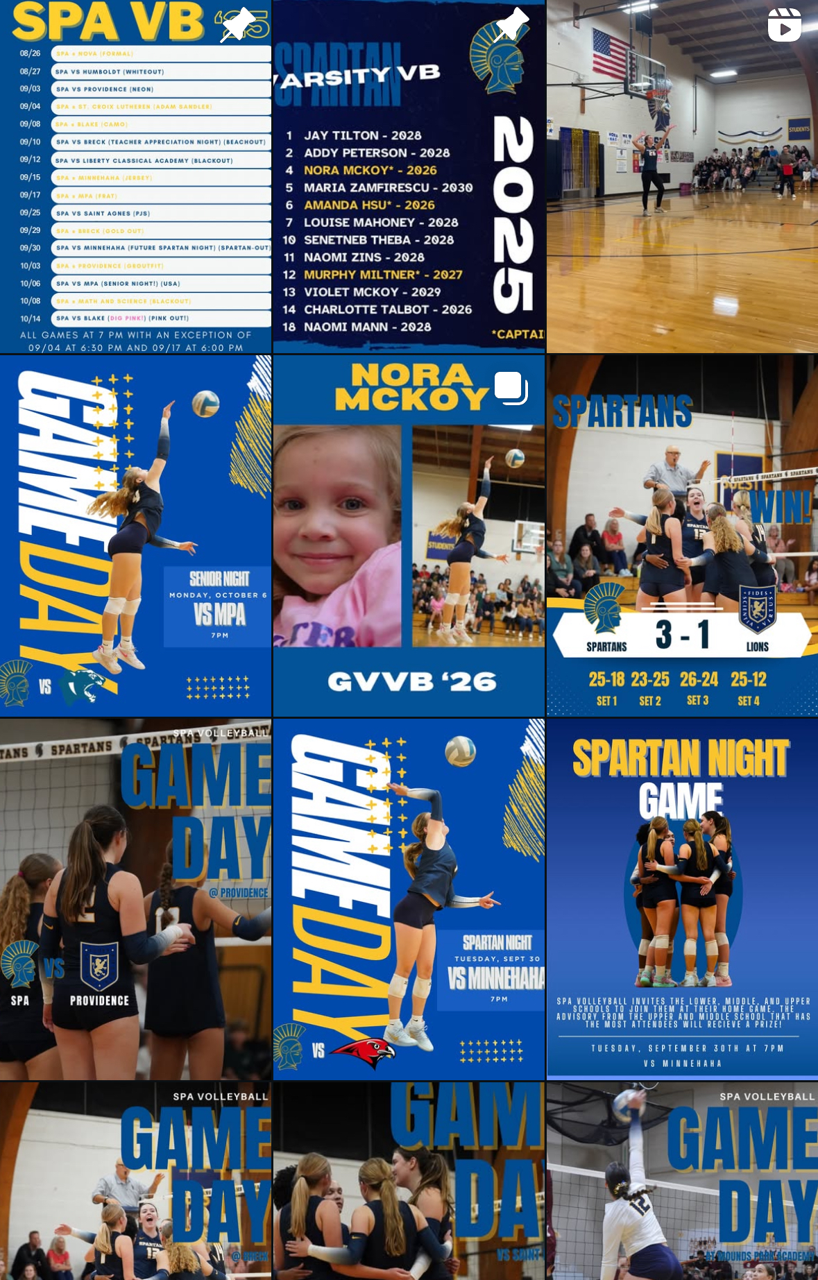 PUBLIC POST. The girls varsity volleyball team has a public Instagram updated with live game points, events and the season schedule. Many other fall sports use their Instagram accounts to highlight upcoming games and behind-the-scenes team content.