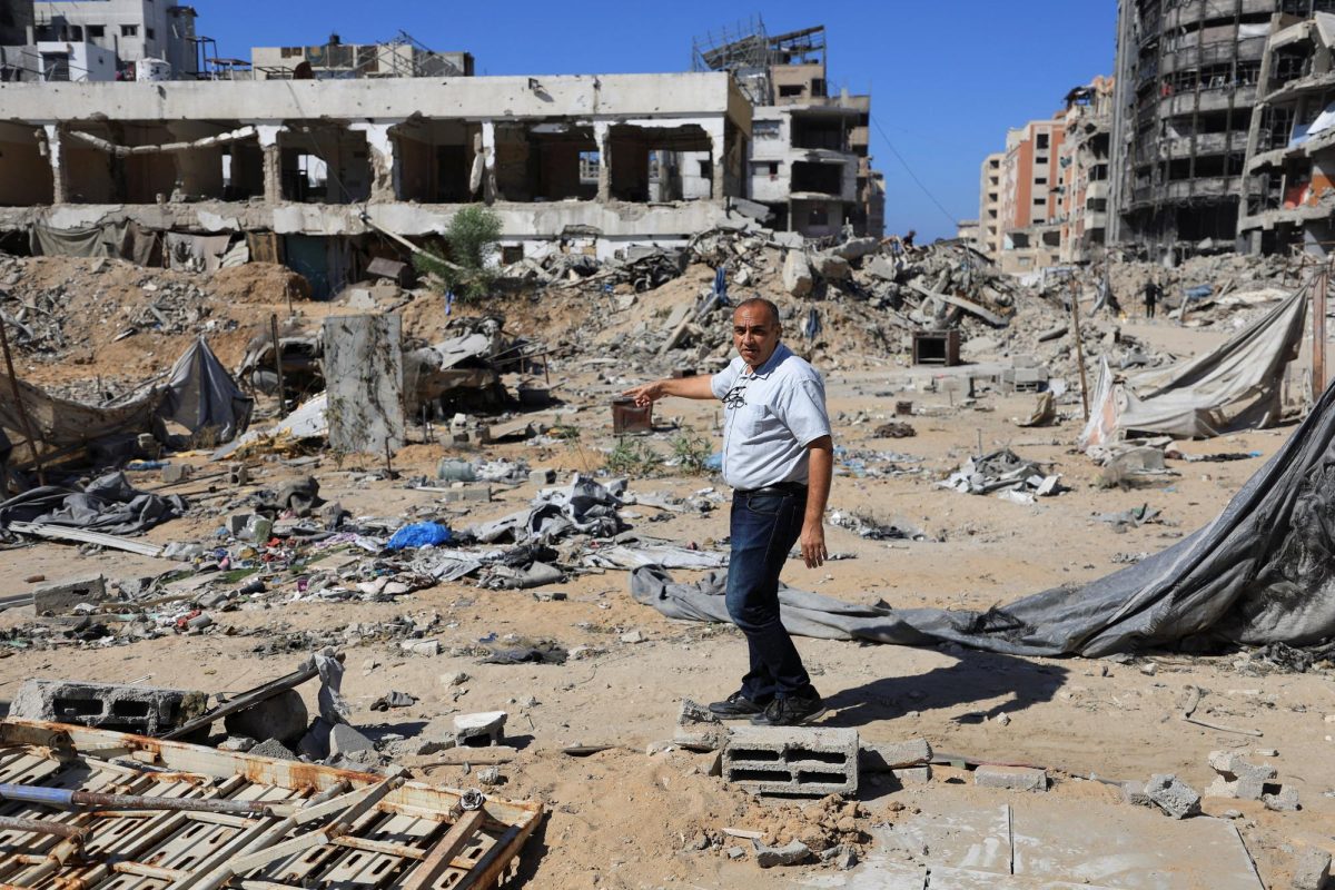 Palestinian psychiatrist Abdallah al-Jamal, head of Gaza’s main mental health hospital, inspects damage inside the facility, amid a ceasefire between Israel and Hamas, in Gaza City, October 27, 2025. REUTERS/Dawoud Abu Alkas