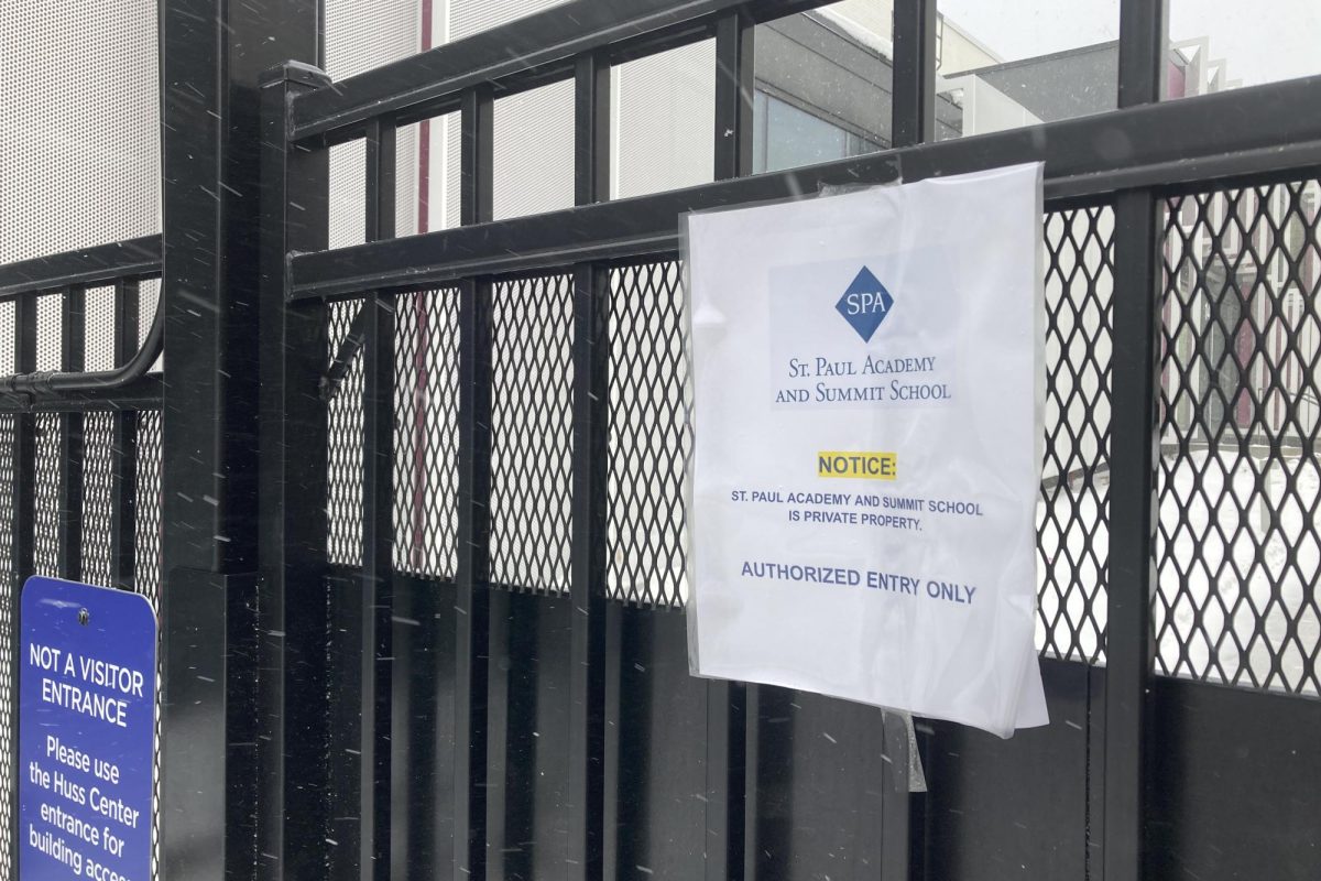 AUTHORIZED ENTRY ONLY. In response to ICE activity in the twin cities, signs posted on every entrance around campus emphasize that SPA is private property. To enter, federal agents would need a judicial warrant. 
