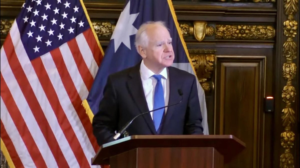 NEW YEAR. NO TERM. Minnesota Gov. Tim Walz announced Jan. 5 that he would not be seeking a third term after all. (Screenshot from livestream of Walz press conference)
