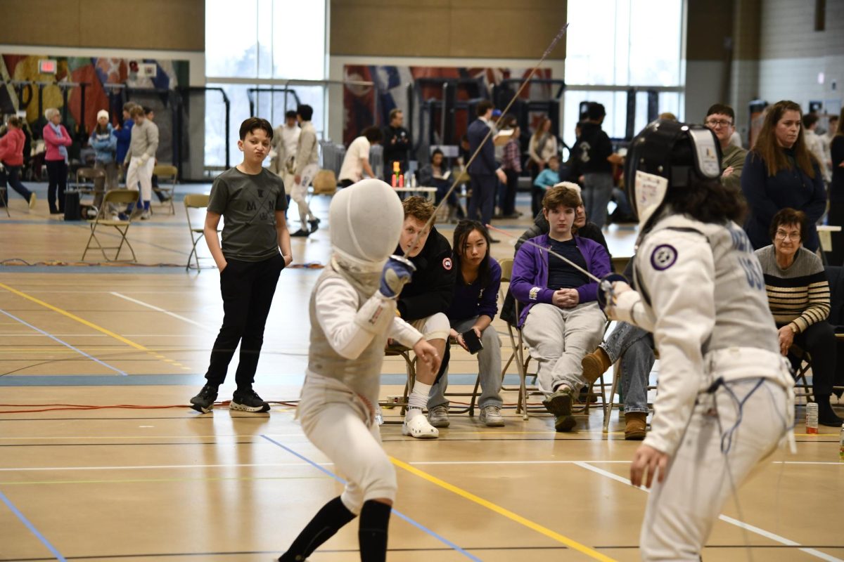 TARGET PRACTICE. In foil, fencers have a limited target area on the torso to score points. Fencers who hit off target, to the arms, legs or mask, trigger a white light that stops the match but earns them no points.