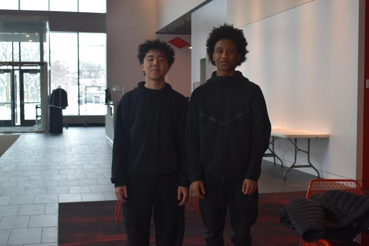 SOPHOMORE DUO. Sophomores Keian Bietz and Magarsaa Mullataa wore all black for monochrome day.