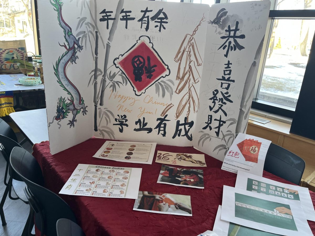 CHINESE NEW YEAR. With the year of the horse approaching us, upper school Chinese teacher Tian Wang made her stall all about it. "I had a lot of ideas, but because Chinese New Year, or Lunar New Year is approaching I have a focus on New Year's celebrations," Wang said.