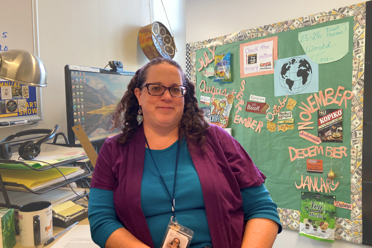 CLASSROOM VIBE. Emily La Fave brings her experience as a teacher to make her office fun through her candy wall and handmade decorations. She said, "If I got to go to work every day, then I may as well have some fun with it."