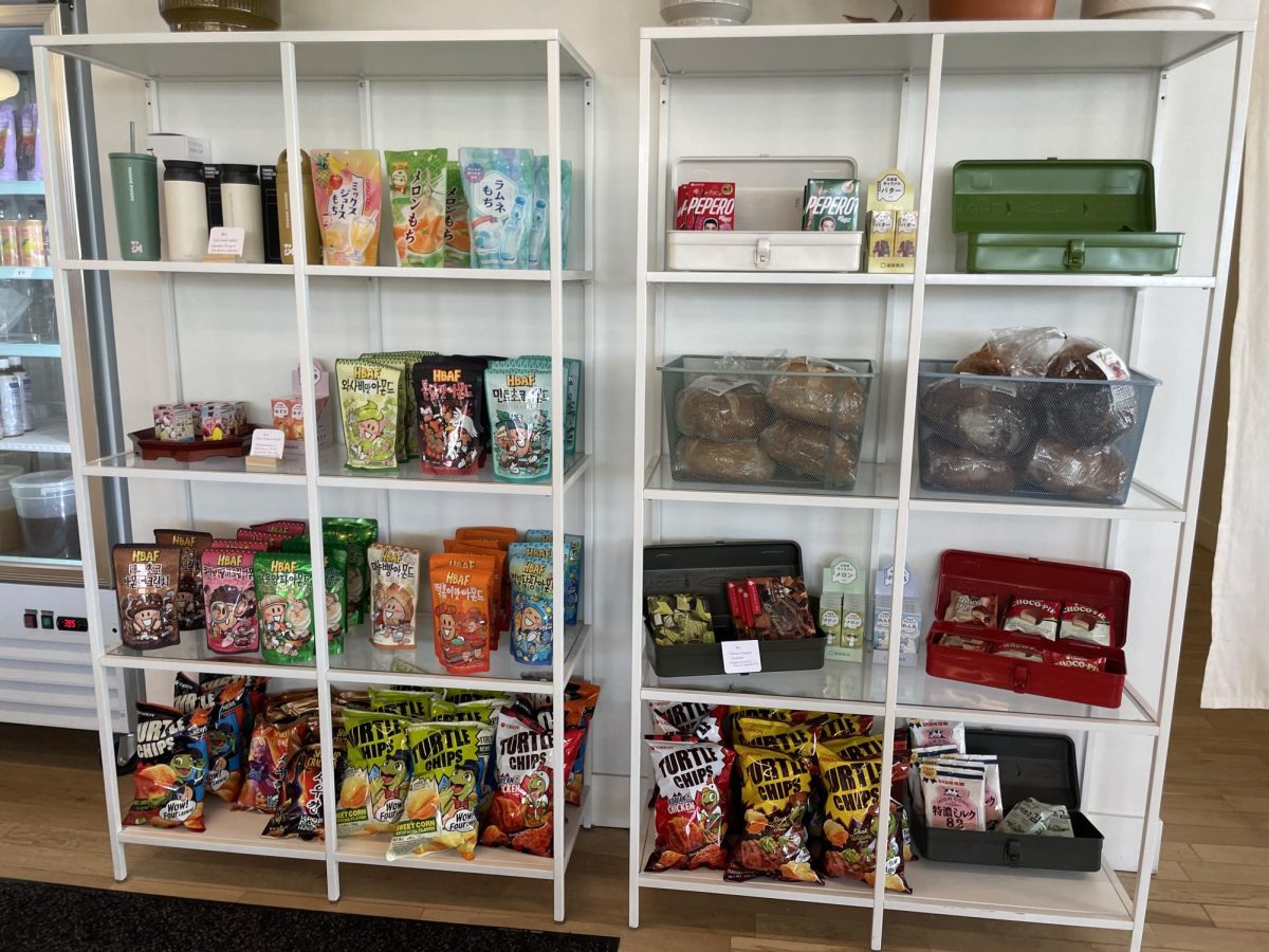 EXCITING CHOICES. Next to the cafe, there is a section dedicated to Asian candies and other snacks including chips and bread.